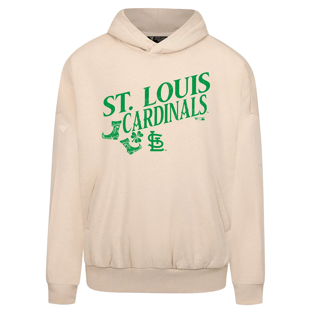 Men's Levelwear  Khaki St. Louis Cardinals Patrick's Day Pullover Hoodie