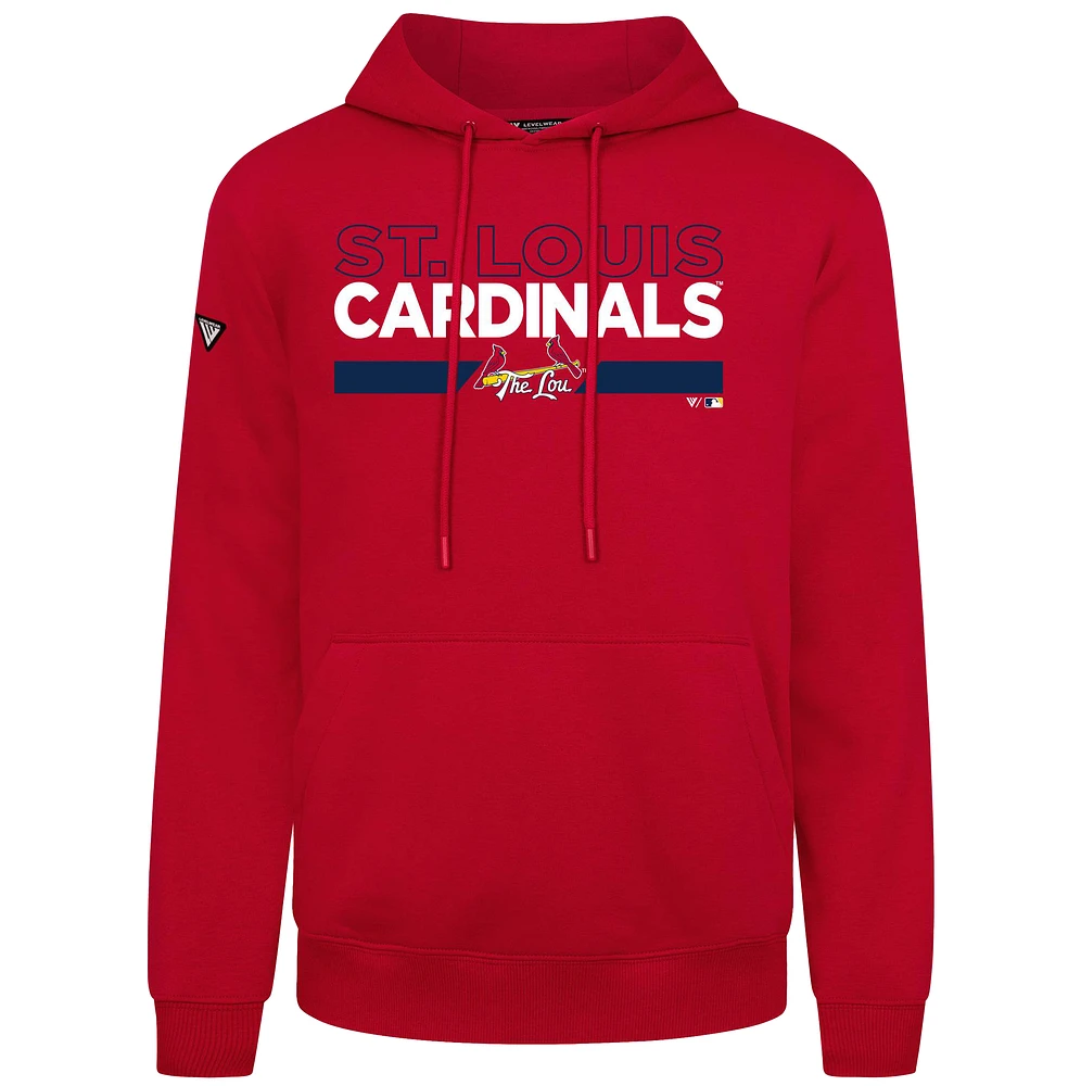 Men's Levelwear Red St. Louis Cardinals Accolade Podium No Hitter Pullover Hoodie
