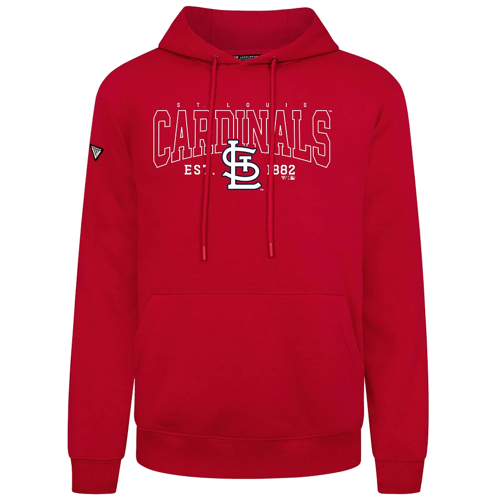 Men's Levelwear Red St. Louis Cardinals Accolade Podium Textbook Pullover Hoodie