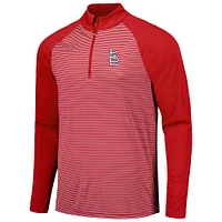 Men's Levelwear Red St. Louis Cardinals Charter Striped Raglan Quarter-Zip Top