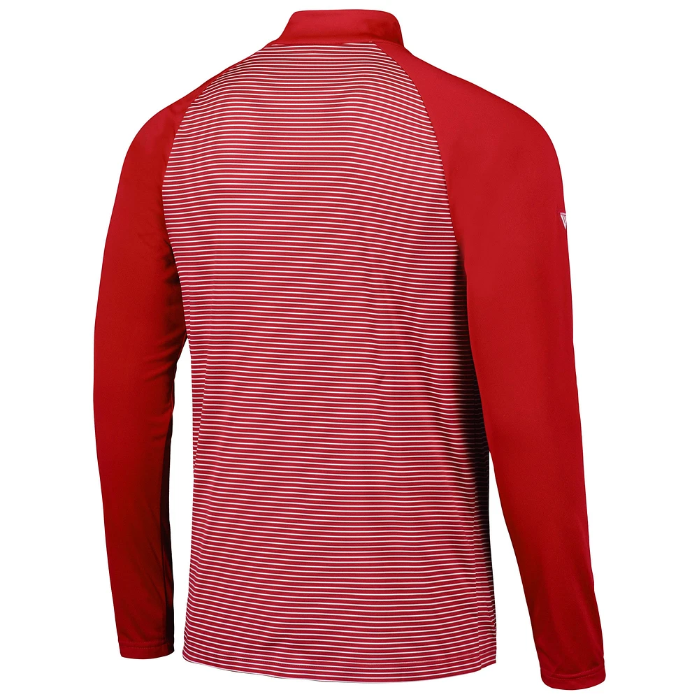 Men's Levelwear Red St. Louis Cardinals Charter Striped Raglan Quarter-Zip Top