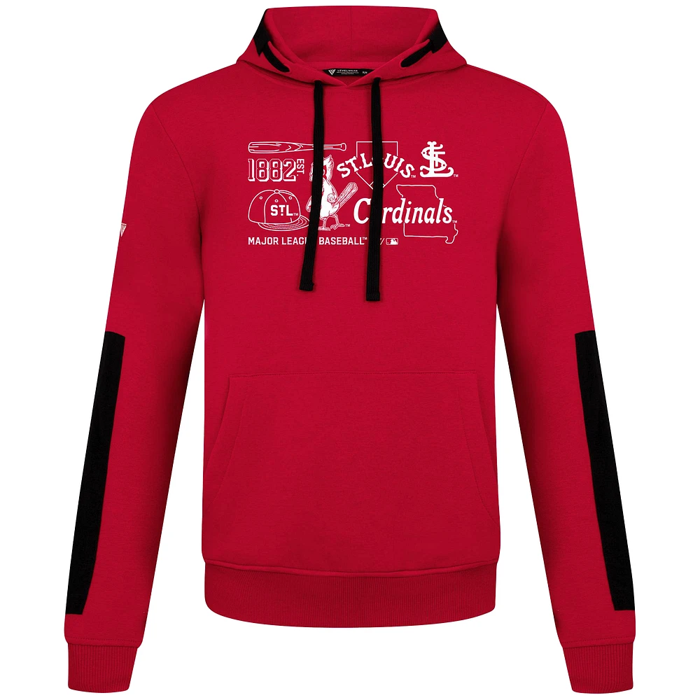 Men's Levelwear  Red St. Louis Cardinals Cooperstown Collection Bombay Campaign Pullover Hoodie