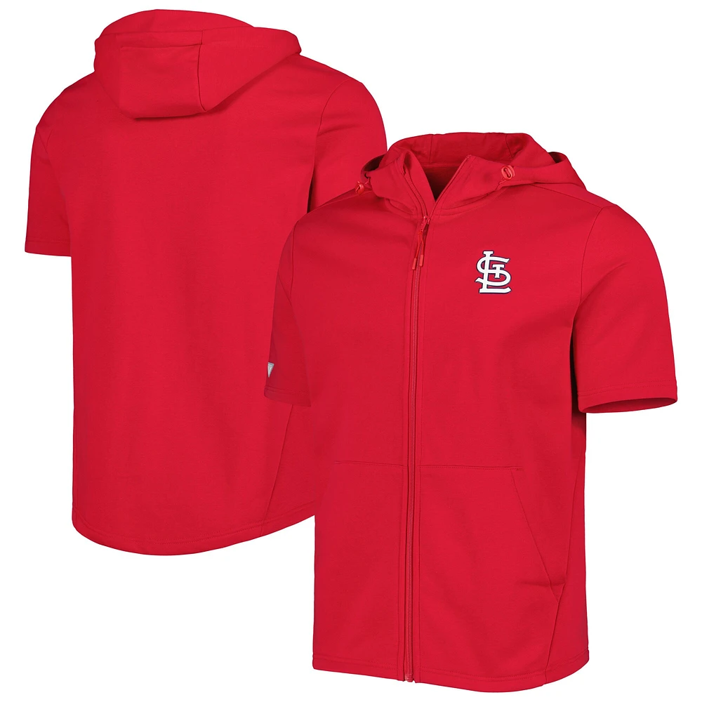 Chandail à capuchon manches courtes et fermeture éclair intégrale Levelwear Cardinals de St. Louis Recruit pour homme rouge