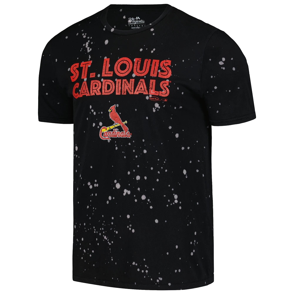 Men's Majestic Threads Black/White St. Louis Cardinals Splatter T-Shirt