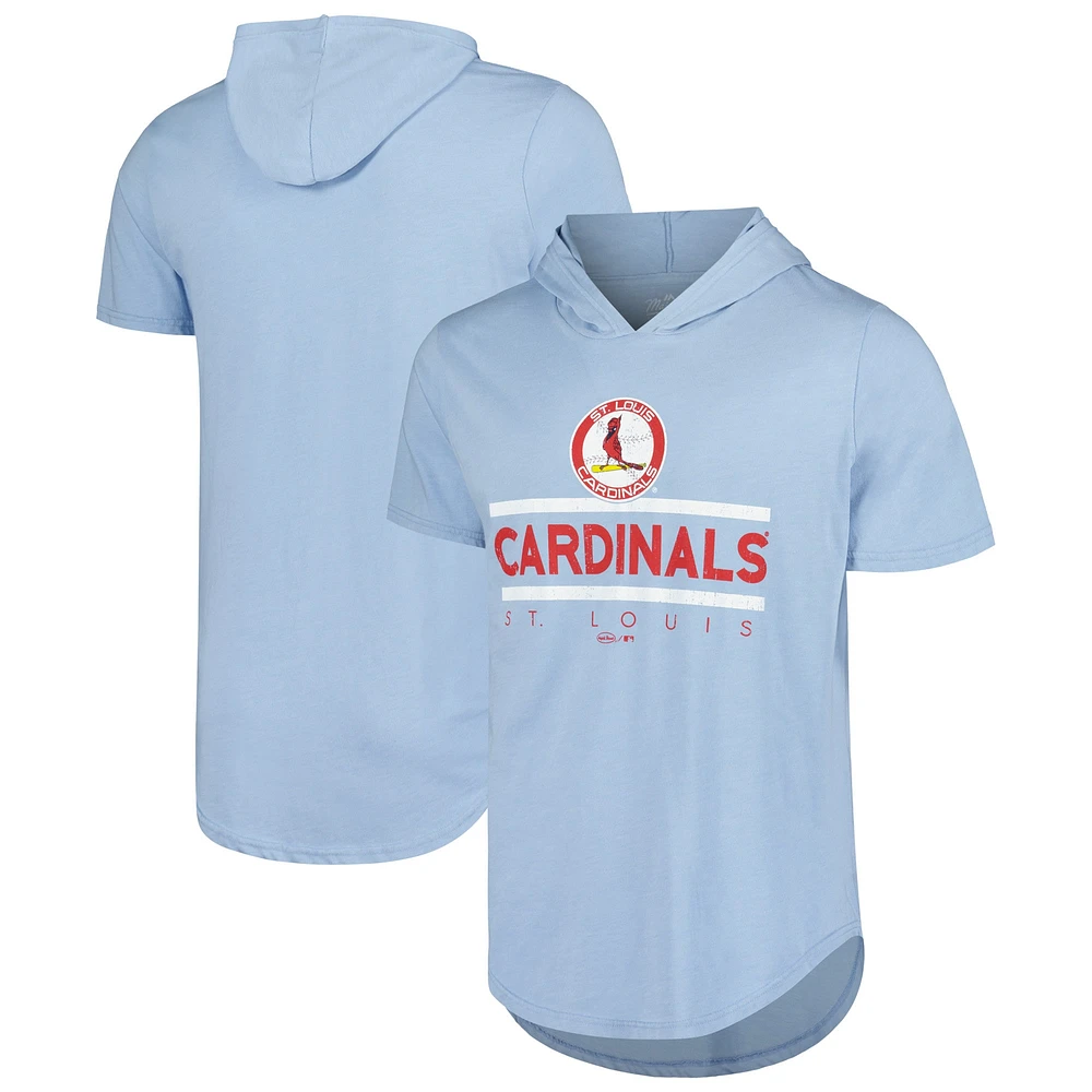 Men's Majestic Threads Light Blue St. Louis Cardinals Tri-Blend Hoodie T-Shirt