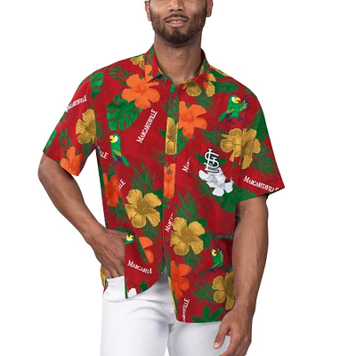 Men's Margaritaville Red St. Louis Cardinals Island Life Floral Party Button-Up Shirt