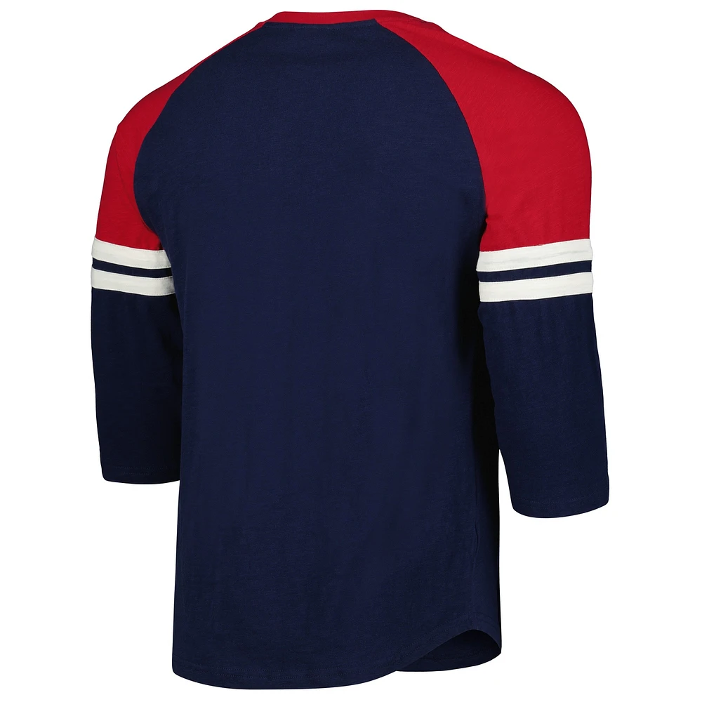 Men's Mitchell & Ness Navy St. Louis Cardinals Cooperstown Collection Legendary Raglan Slub Henley Three-Quarter Sleeve T-Shirt