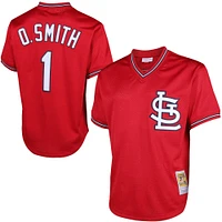 Maillot d'entraînement au bâton en maille Mitchell & Ness Ozzie Smith rouge St. Louis Cardinals Cooperstown pour hommes