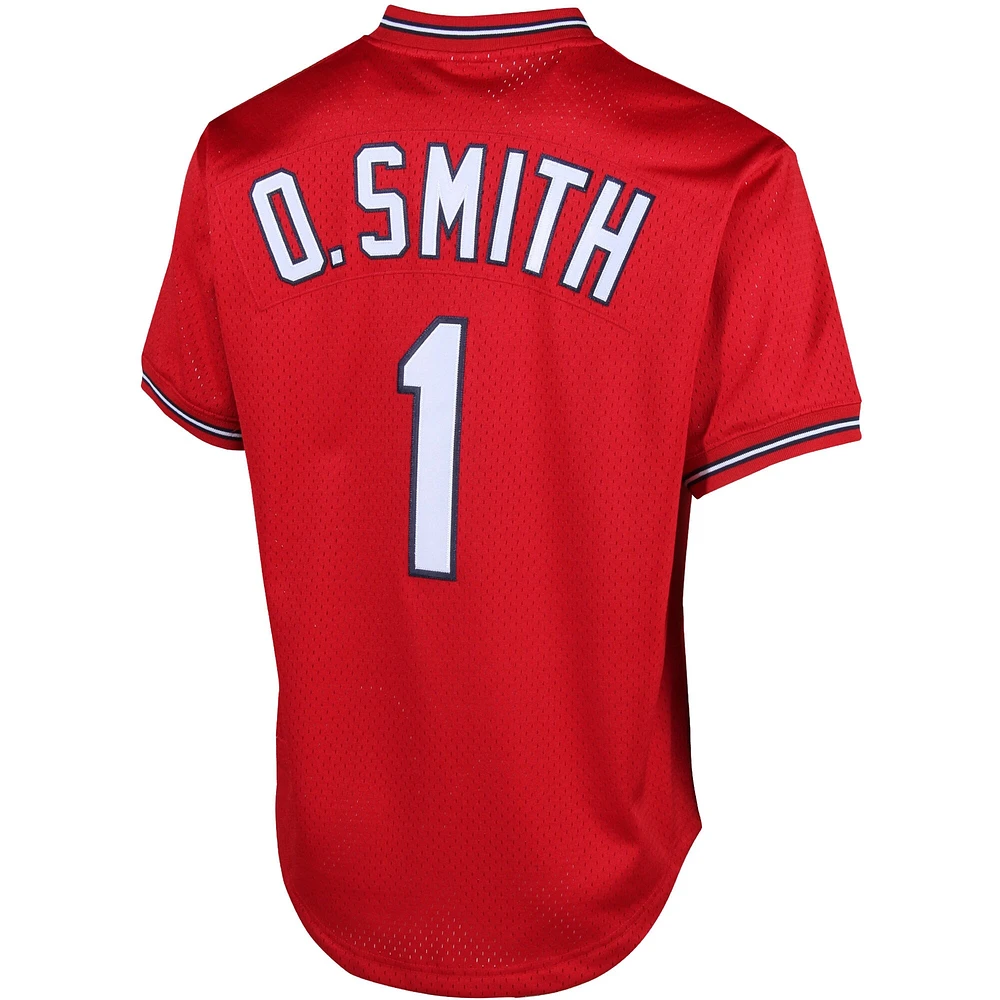 Maillot d'entraînement au bâton en maille Mitchell & Ness Ozzie Smith rouge St. Louis Cardinals Cooperstown pour hommes