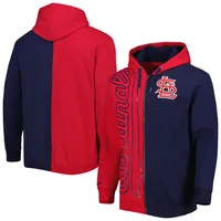 Sweat à capuche entièrement zippé en polaire des Cardinals de Saint-Louis Mitchell & Ness pour homme, rouge/bleu marine