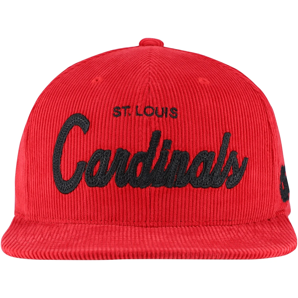 Casquette Snapback en velours côtelé rouge pour homme Mitchell & Ness des Cardinals de St. Louis