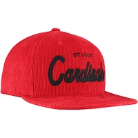 Casquette Snapback en velours côtelé rouge pour homme Mitchell & Ness des Cardinals de St. Louis