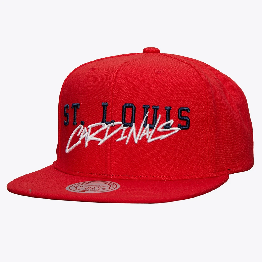 Casquette Snapback avec étiquette rouge de l'équipe des Cardinals de St. Louis Mitchell & Ness pour hommes