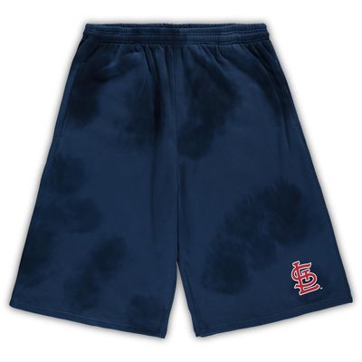 Men's Navy St. Louis Cardinals Big & Tall Tye Dye Fleece Shorts