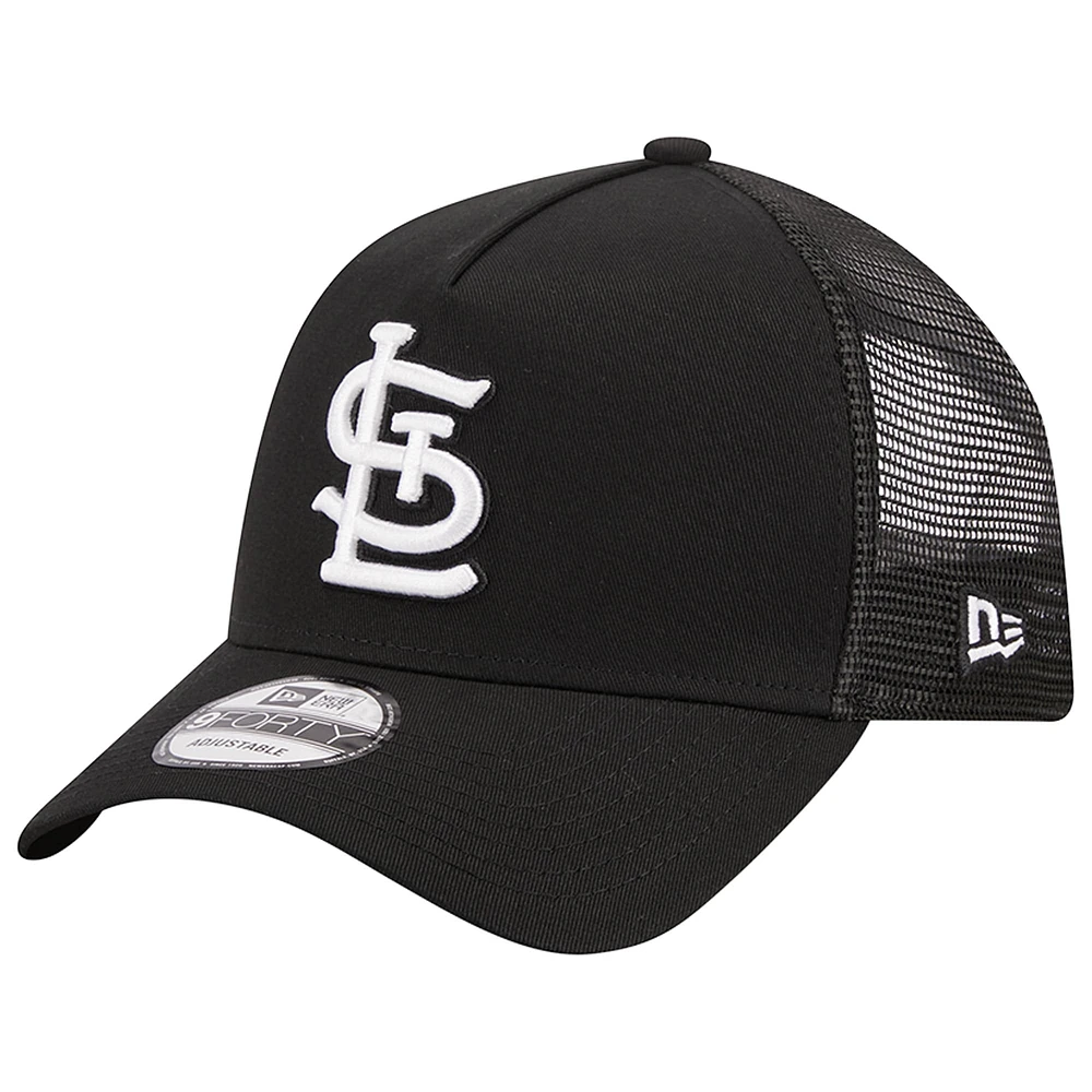 Casquette réglable noire St. Louis Cardinals A-Frame 9FORTY Trucker New Era pour hommes