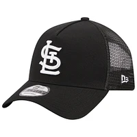 Casquette réglable noire St. Louis Cardinals A-Frame 9FORTY Trucker New Era pour hommes
