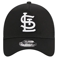 Casquette réglable noire St. Louis Cardinals A-Frame 9FORTY Trucker New Era pour hommes