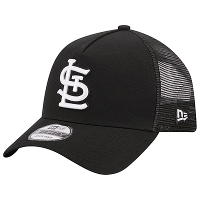Casquette réglable noire St. Louis Cardinals A-Frame 9FORTY Trucker New Era pour hommes