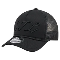 Men's New Era Black St. Louis Cardinals City Initial 9FORTY A-Frame M-Crown Adjustable Trucker Hat