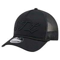 Men's New Era Black St. Louis Cardinals City Initial 9FORTY A-Frame M-Crown Adjustable Trucker Hat