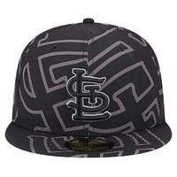 Men's New Era Black St. Louis Cardinals Logo Fracture 59FIFTY Fitted Hat