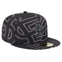 Men's New Era Black St. Louis Cardinals Logo Fracture 59FIFTY Fitted Hat