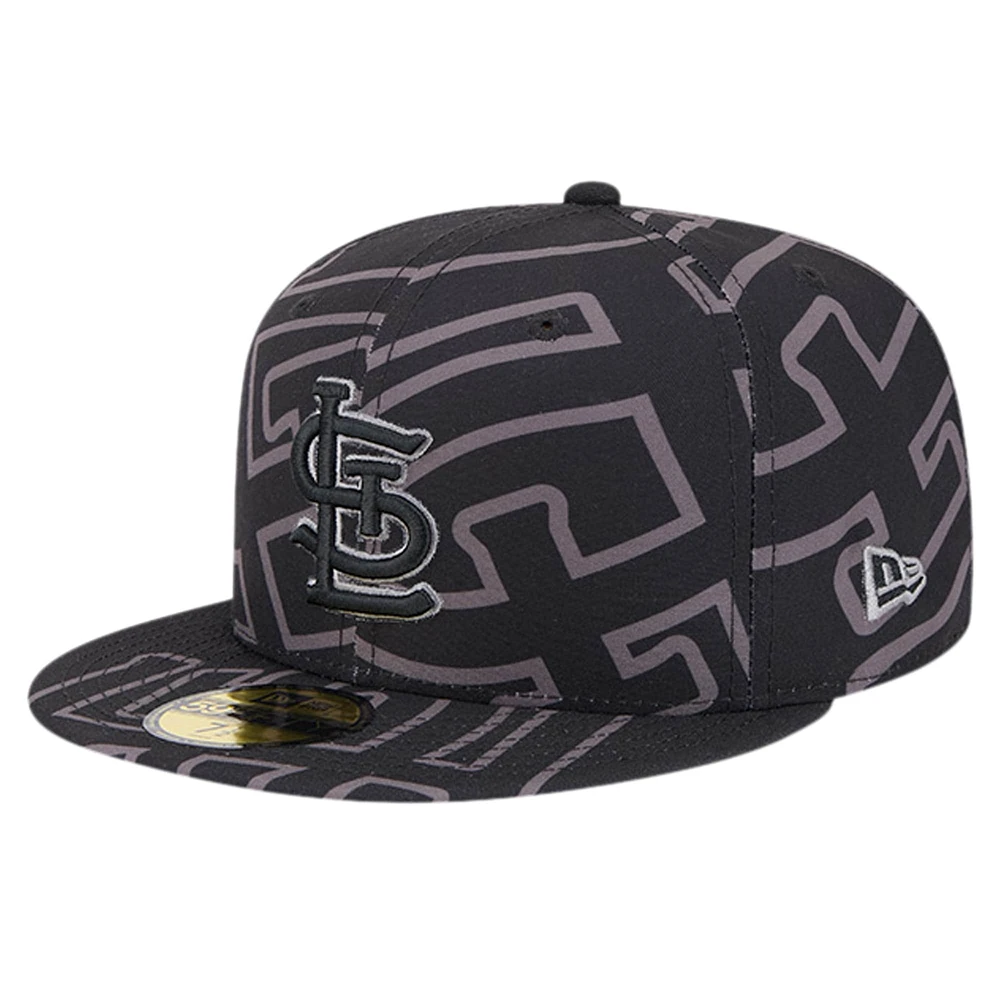 Casquette ajustée 59FIFTY noire avec logo Fracture des St. Louis Cardinals pour hommes New Era