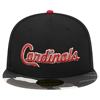 Casquette ajustée 59FIFTY noire à motif camouflage métallisé des St. Louis Cardinals New Era pour hommes