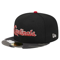 Casquette ajustée 59FIFTY noire à motif camouflage métallisé des St. Louis Cardinals New Era pour hommes