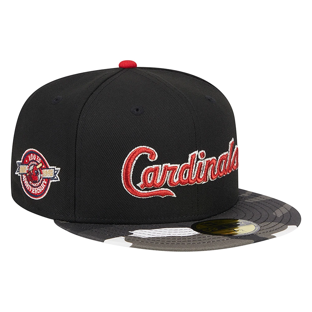 Casquette ajustée 59FIFTY noire à motif camouflage métallisé des St. Louis Cardinals New Era pour hommes