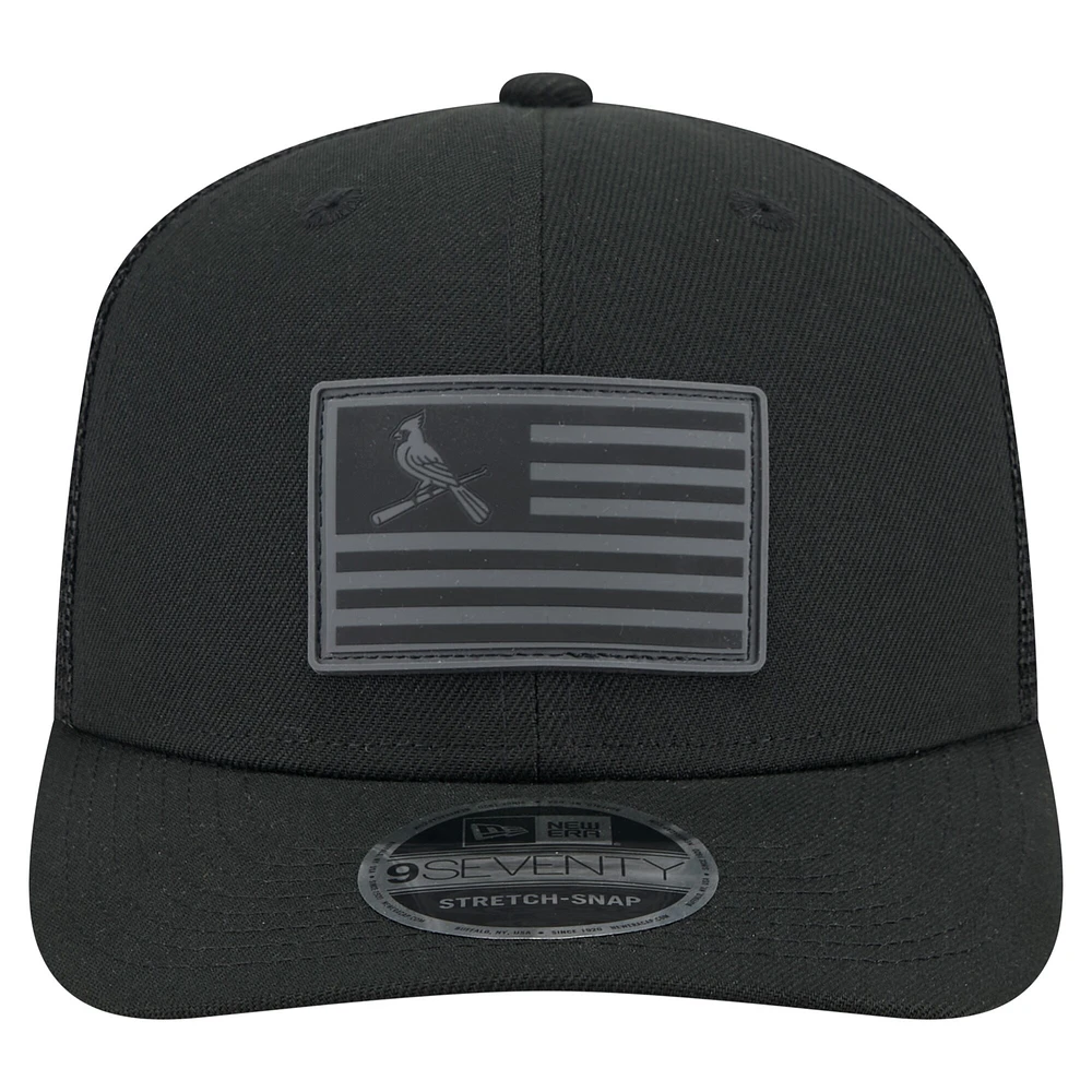 Casquette extensible à bouton-pression New Era noire St. Louis Cardinals 9SEVENTY pour homme