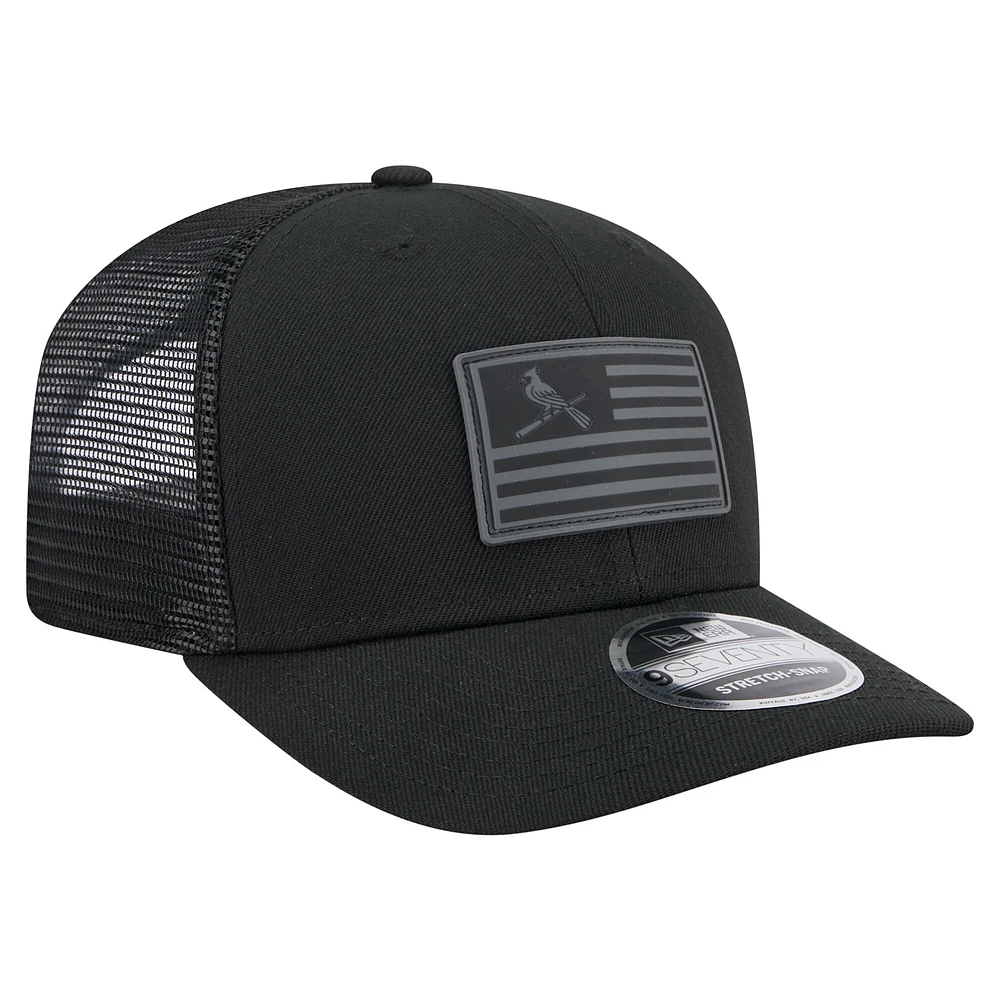 Casquette extensible à bouton-pression New Era noire St. Louis Cardinals 9SEVENTY pour homme