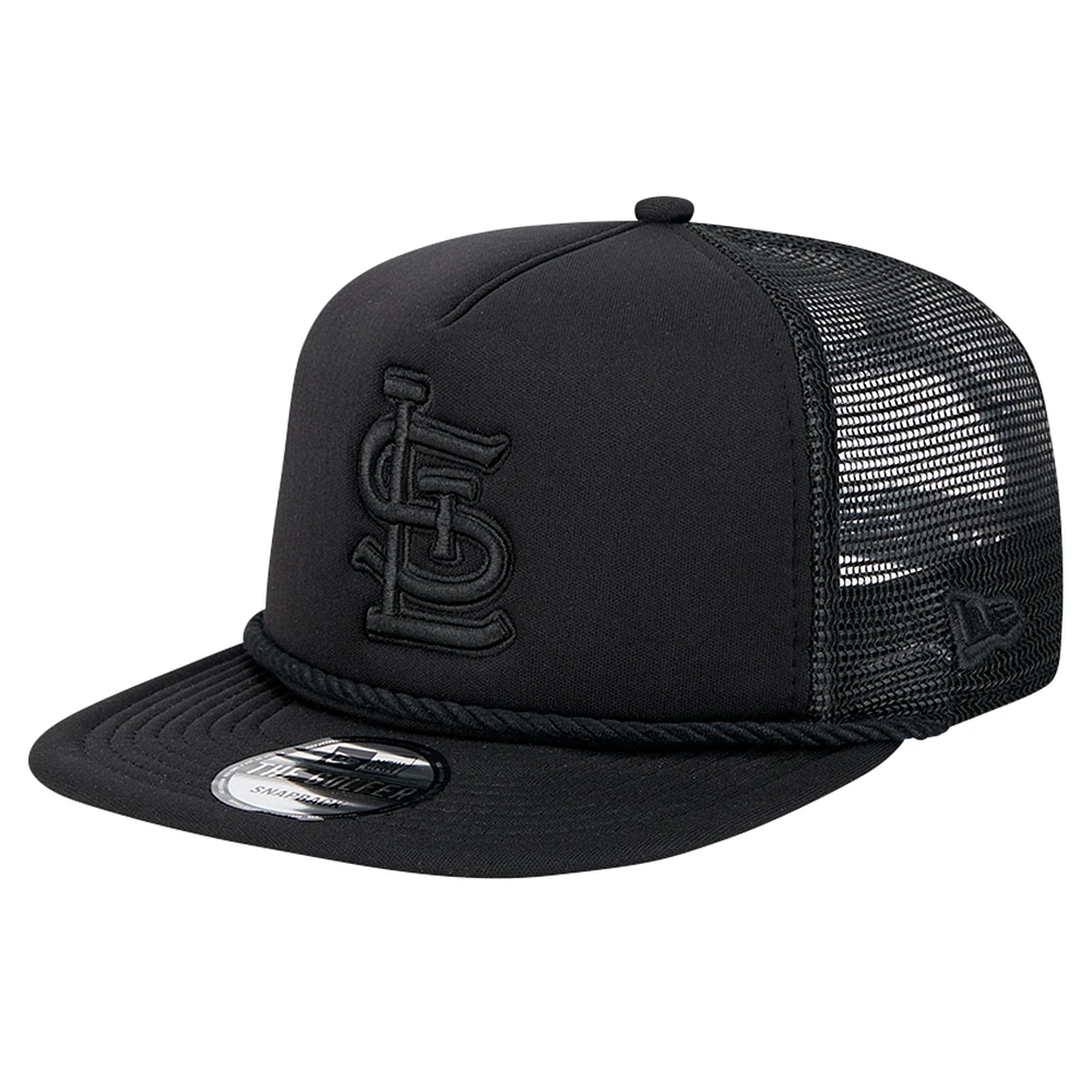 Casquette de golf à visière snapback en maille et mousse ton sur ton pour homme New Era St. Louis Cardinals noire