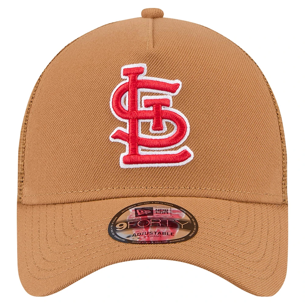 Men's New Era Brown St. Louis Cardinals A-Frame Trucker 9FORTY Adjustable Hat