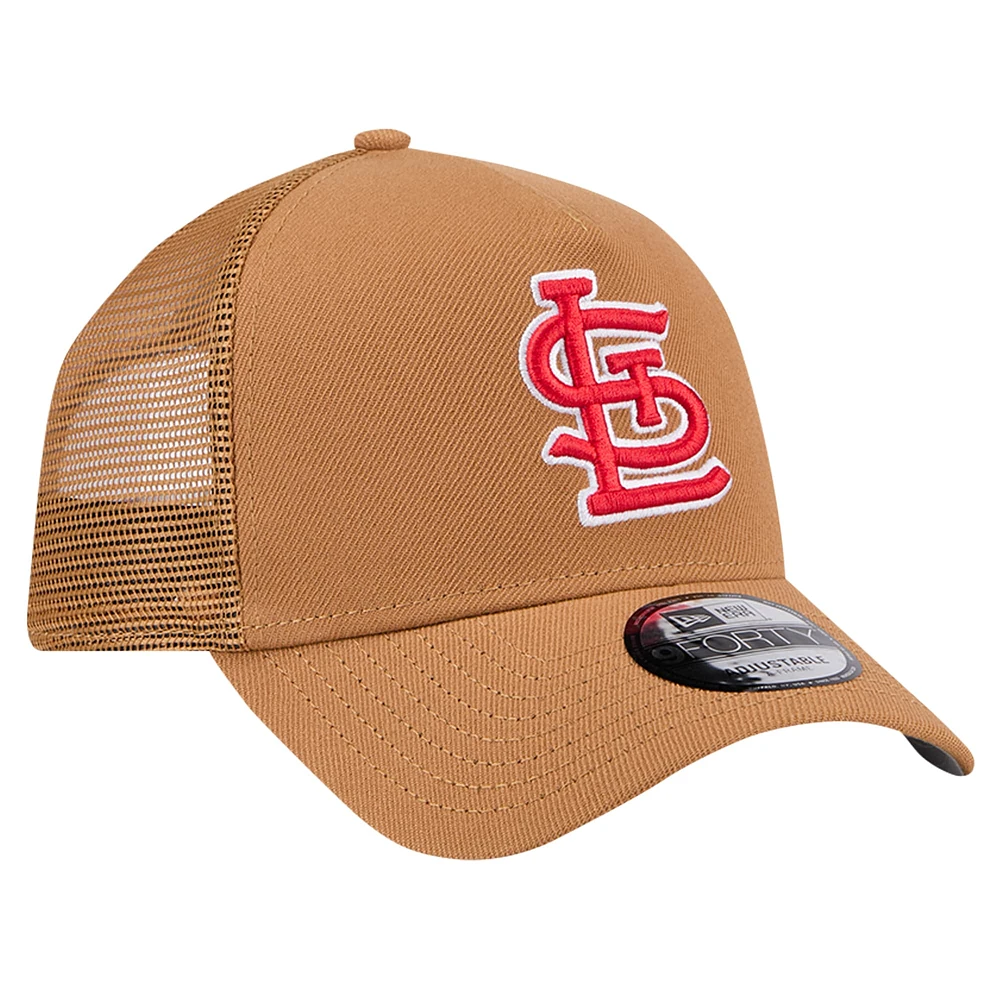 Men's New Era Brown St. Louis Cardinals A-Frame Trucker 9FORTY Adjustable Hat