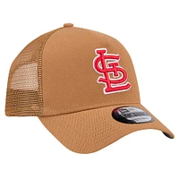 Men's New Era Brown St. Louis Cardinals A-Frame Trucker 9FORTY Adjustable Hat