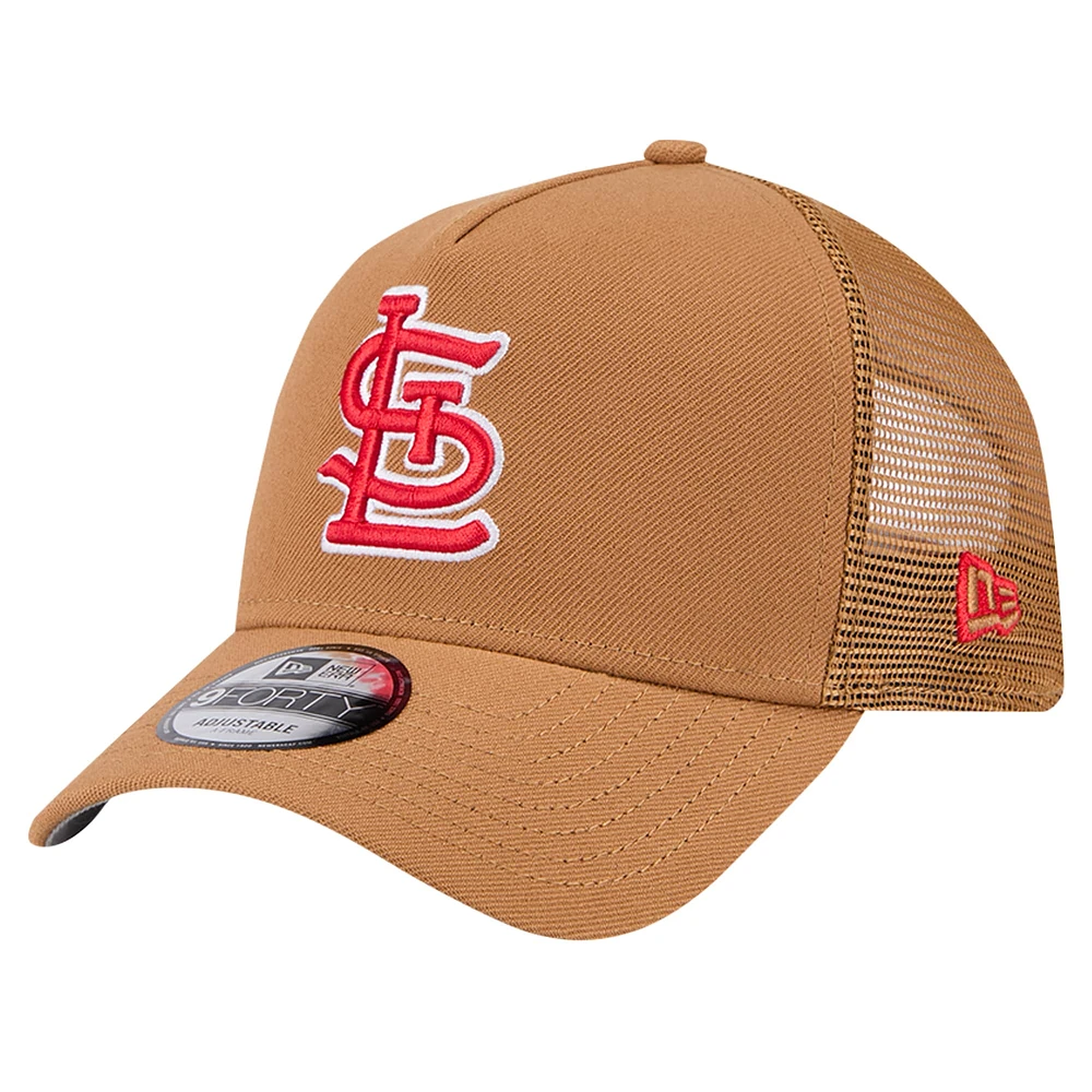 Men's New Era Brown St. Louis Cardinals A-Frame Trucker 9FORTY Adjustable Hat