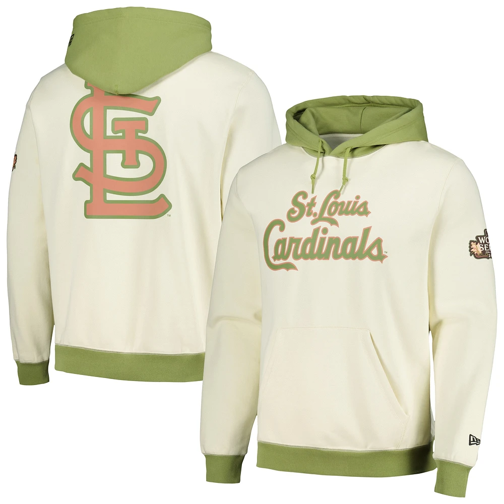 Sweat à capuche Color Pop New Era crème/vert St. Louis Cardinals pour hommes