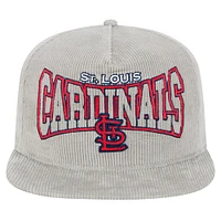 Casquette de golf à visière snapback en velours côtelé gris St. Louis Cardinals de New Era pour homme