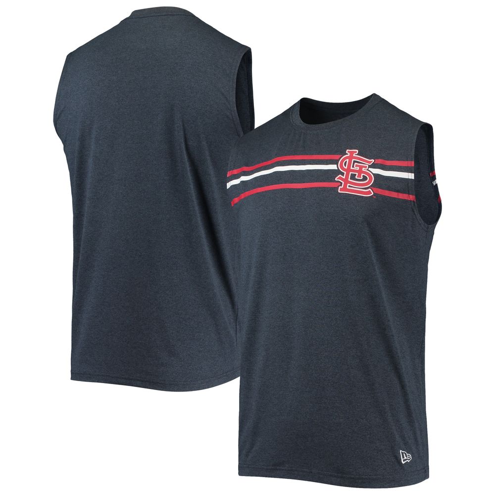 Men's New Era Heathered Navy St. Louis Cardinals Muscle Tank Top