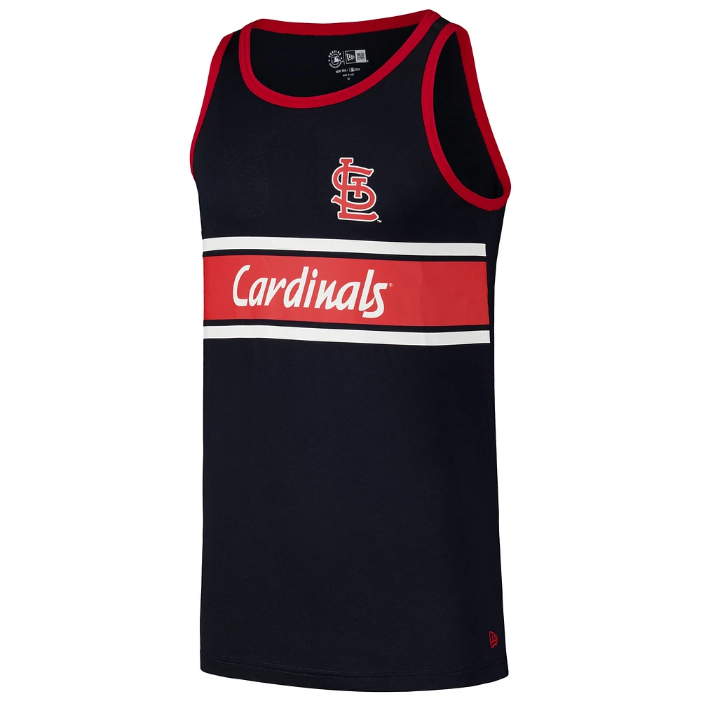 Débardeur Ringer en jersey bleu marine St. Louis Cardinals New Era pour hommes