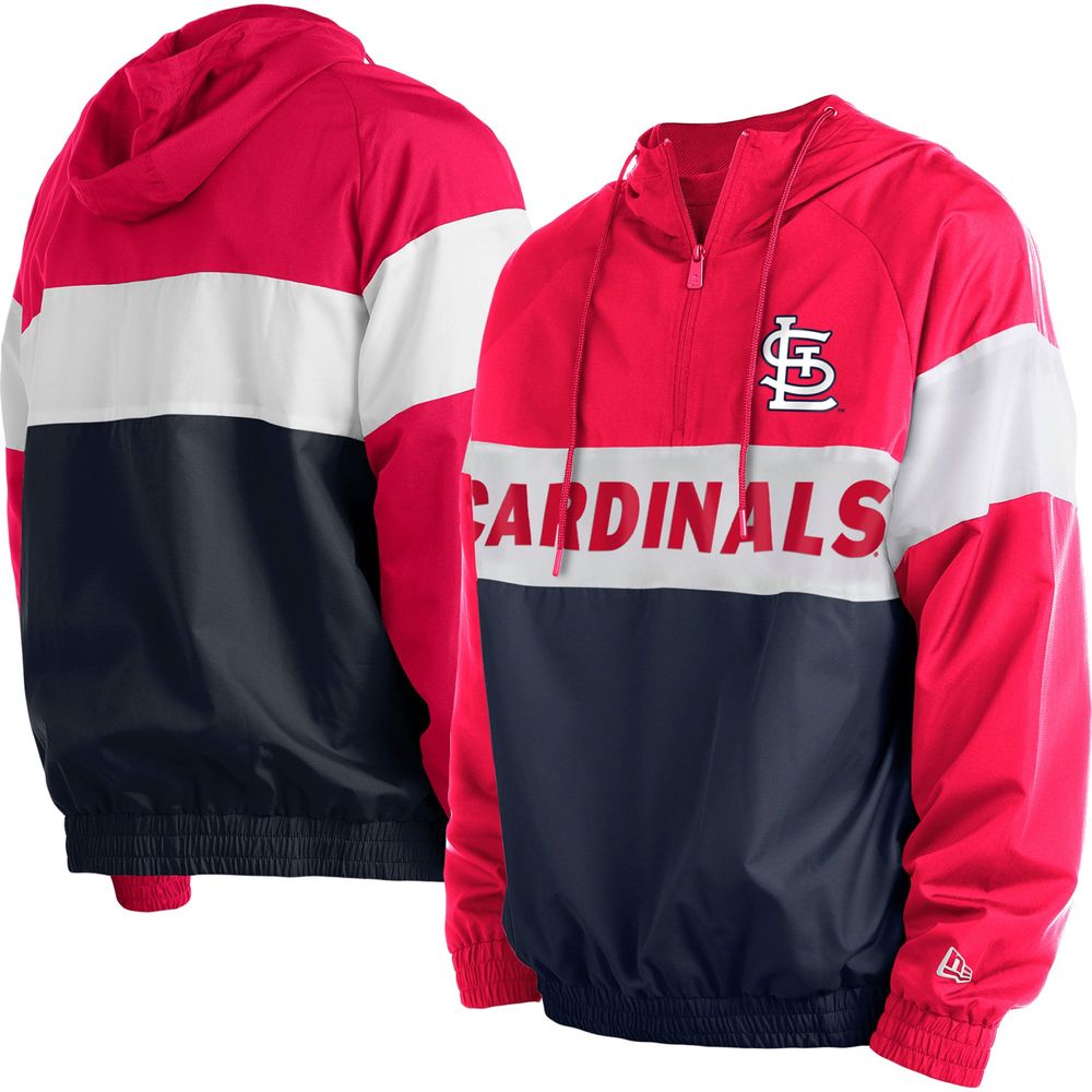 Men's New Era Navy St. Louis Cardinals Raglan Quarter-Zip Hoodie