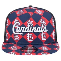 Casquette Snapback 9FIFTY Snapback A-Frame Trucker New Era des Cardinals de Saint-Louis bleu marine Seeing Diamonds pour hommes