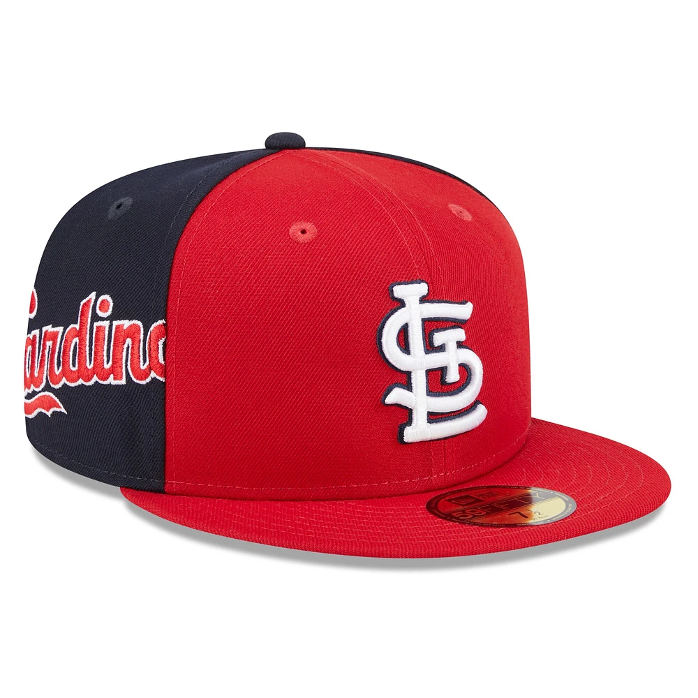 Casquette ajustée 59FIFTY New Era pour hommes des Cardinals de St. Louis Gameday Sideswipe rouge/bleu marine