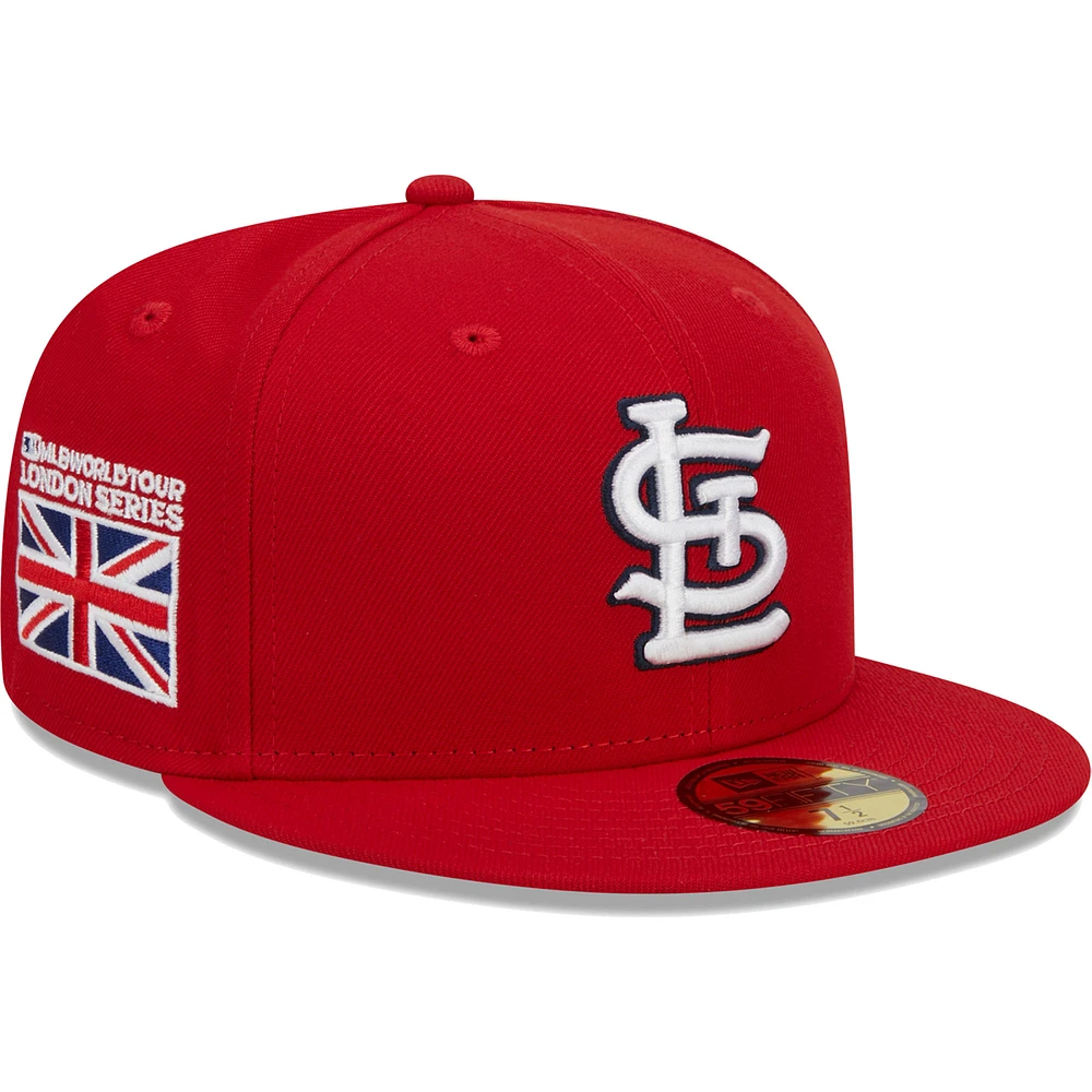 Casquette ajustée New Era Red St. Louis Cardinals 2023 MLB World Tour : London Series Flag 59FIFTY pour homme