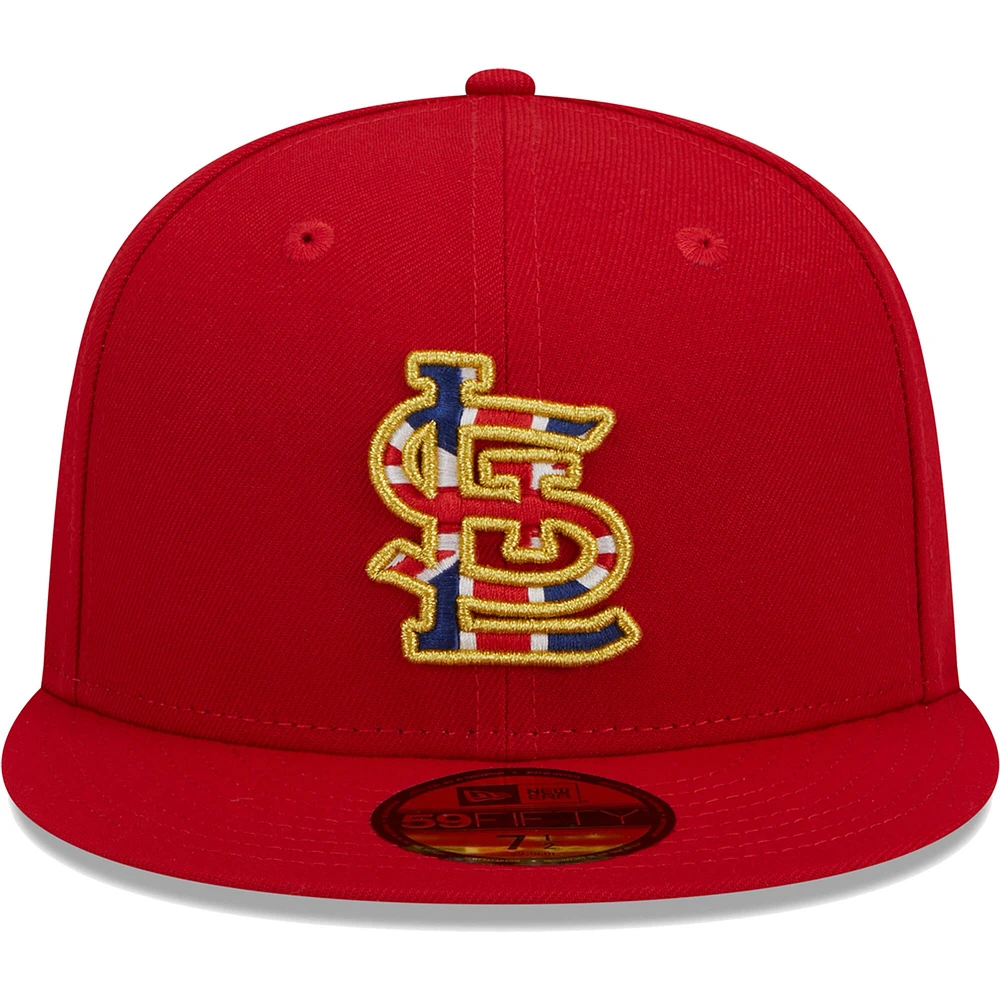 Men's New Era Red St. Louis Cardinals 2023 MLB World Tour: London Series Flag Fill 59FIFTY Fitted Hat