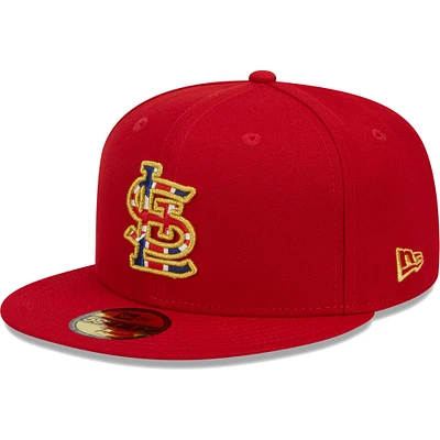 Casquette ajustée 59FIFTY pour homme New Era Red St. Louis Cardinals 2023 MLB World Tour : London Series Flag Fill