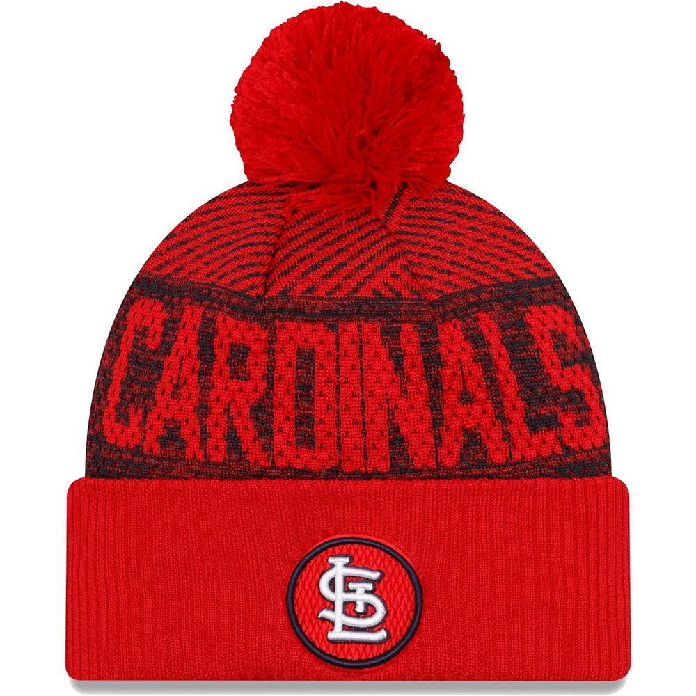 Men's New Era Red St. Louis Cardinals Authentic Collection Sport Cuffed Knit Hat with Pom