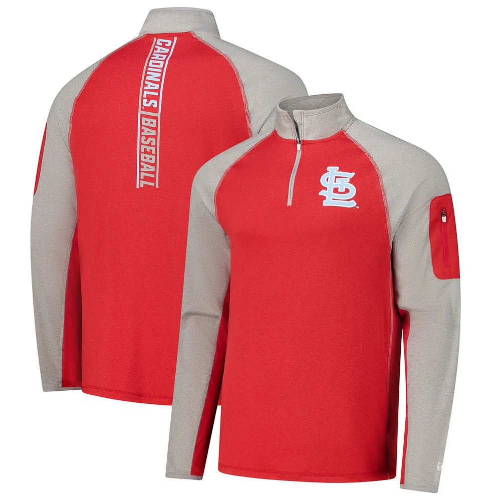 Men's New Era Red St. Louis Cardinals Father's Day Raglan Quarter-Zip Top