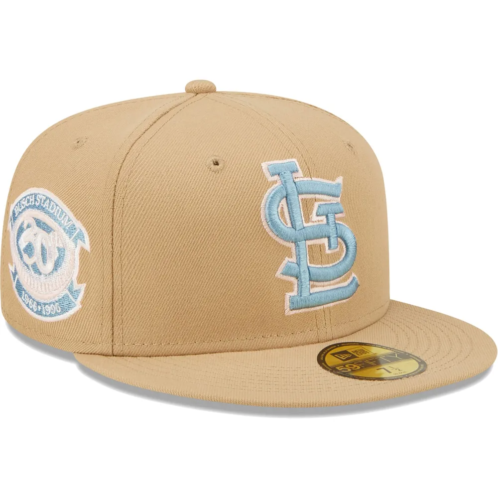 St. Louis Cardinals New Era 30th Season at Busch Stadium Sky Blue  Undervisor 59FIFTY Fitted Hat - Tan